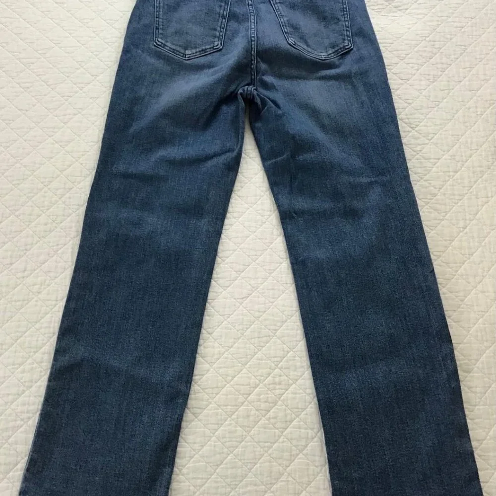 Quince Stretch High Rise Straight Jeans Women 29 Seaside Blue 28” Inseam EUC - Picture 5 of 8